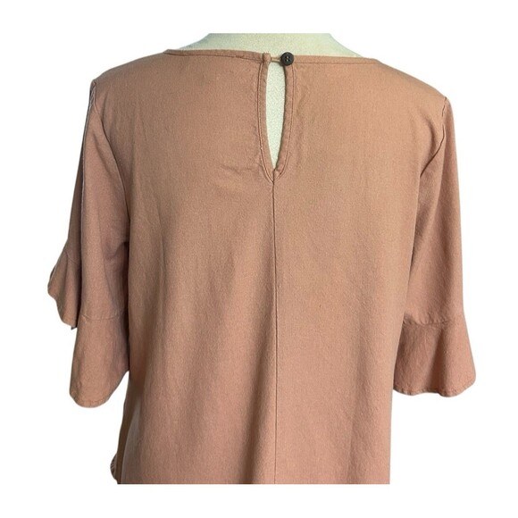 J Glee Dress Women Size L Mauve Linen Rayon Ruffle Lagenlook Midi - Picture 8 of 10